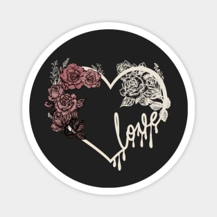 Love heart and roses dark romantic design in ivory Magnet